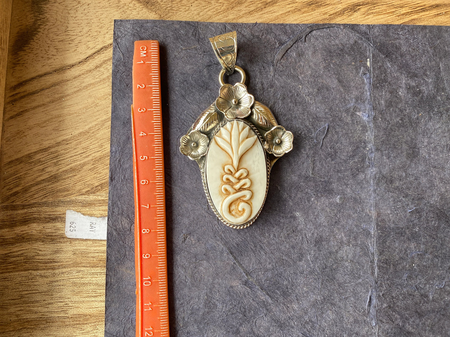 Lotus and Sacred Geometry Hand Carved Bone Tibetan Silver Pendant. Yoga Symbol of Wisdom & Path to Perfection, Buddhism Design. Unisex, Boho