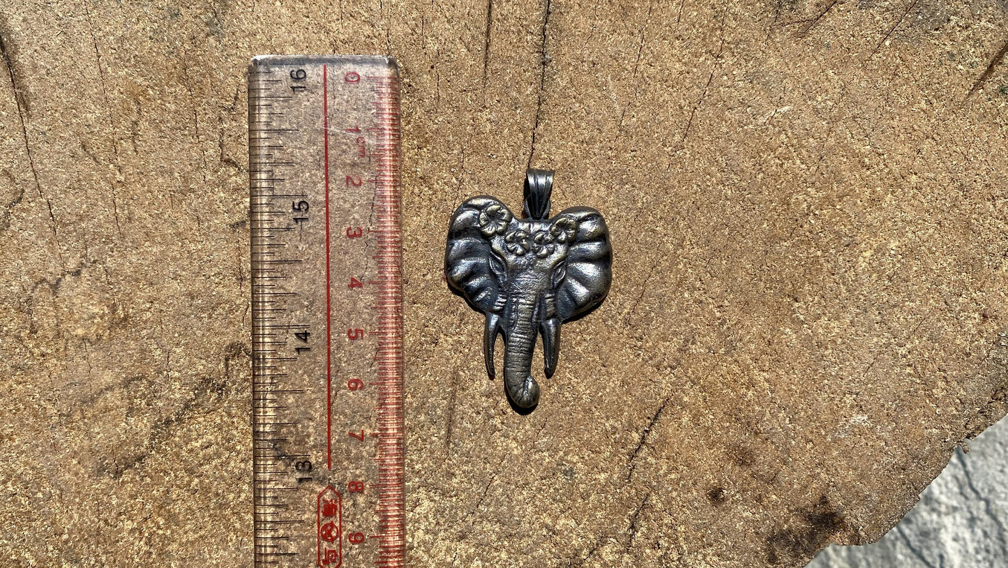 Majestic Elephant Pendant in Brass, Handmade Elephant carved on Brass, Unique elephant Pendant, Unisex Pendant, Hammered design.