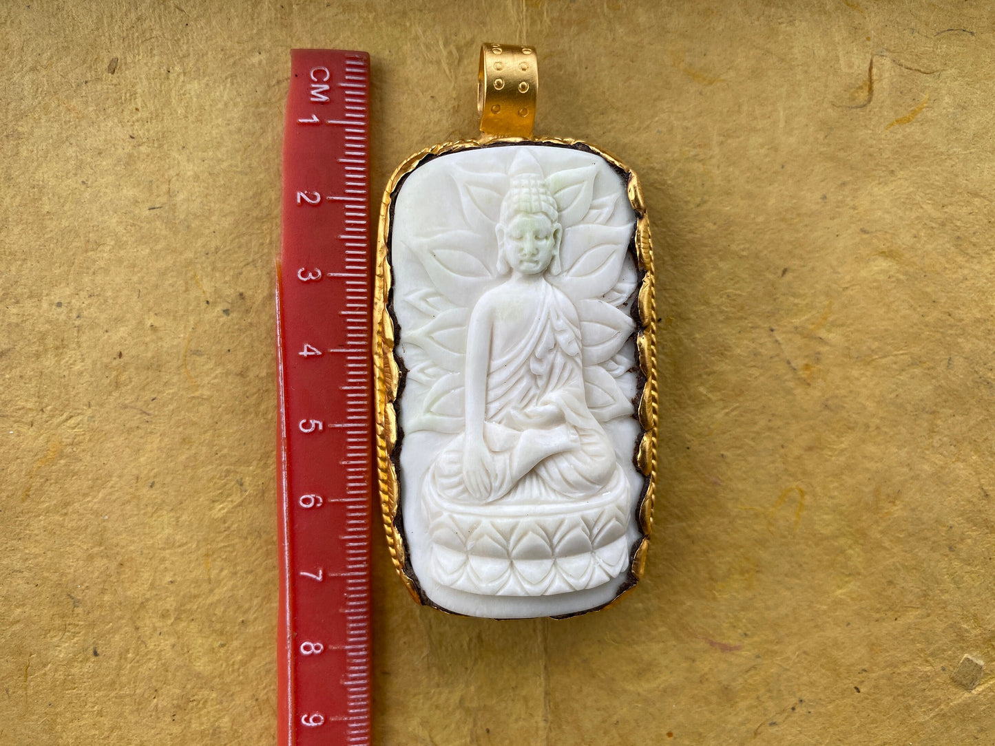Meditating Buddha Pendant, High Quality Matte Gold Overlay Non Tarnish, Buffalo Bone Tibetan Jewelry, Buddhist Jewelry, Unisex, Spiritual