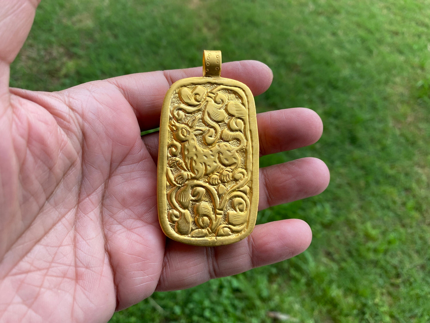 Meditating Buddha Pendant, High Quality Matte Gold Overlay Non Tarnish, Buffalo Bone Tibetan Jewelry, Buddhist Jewelry, Unisex, Spiritual