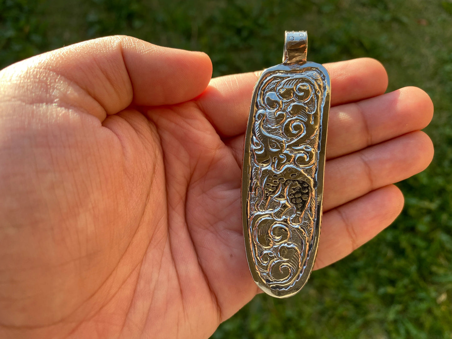 Medium Bear & Owl with Wolf Hand carved Bone Tibetan Silver Pendant, Jewelry for Men/ Women, Animal Lover, Bohemian Jewelry, Tribal Jewelry