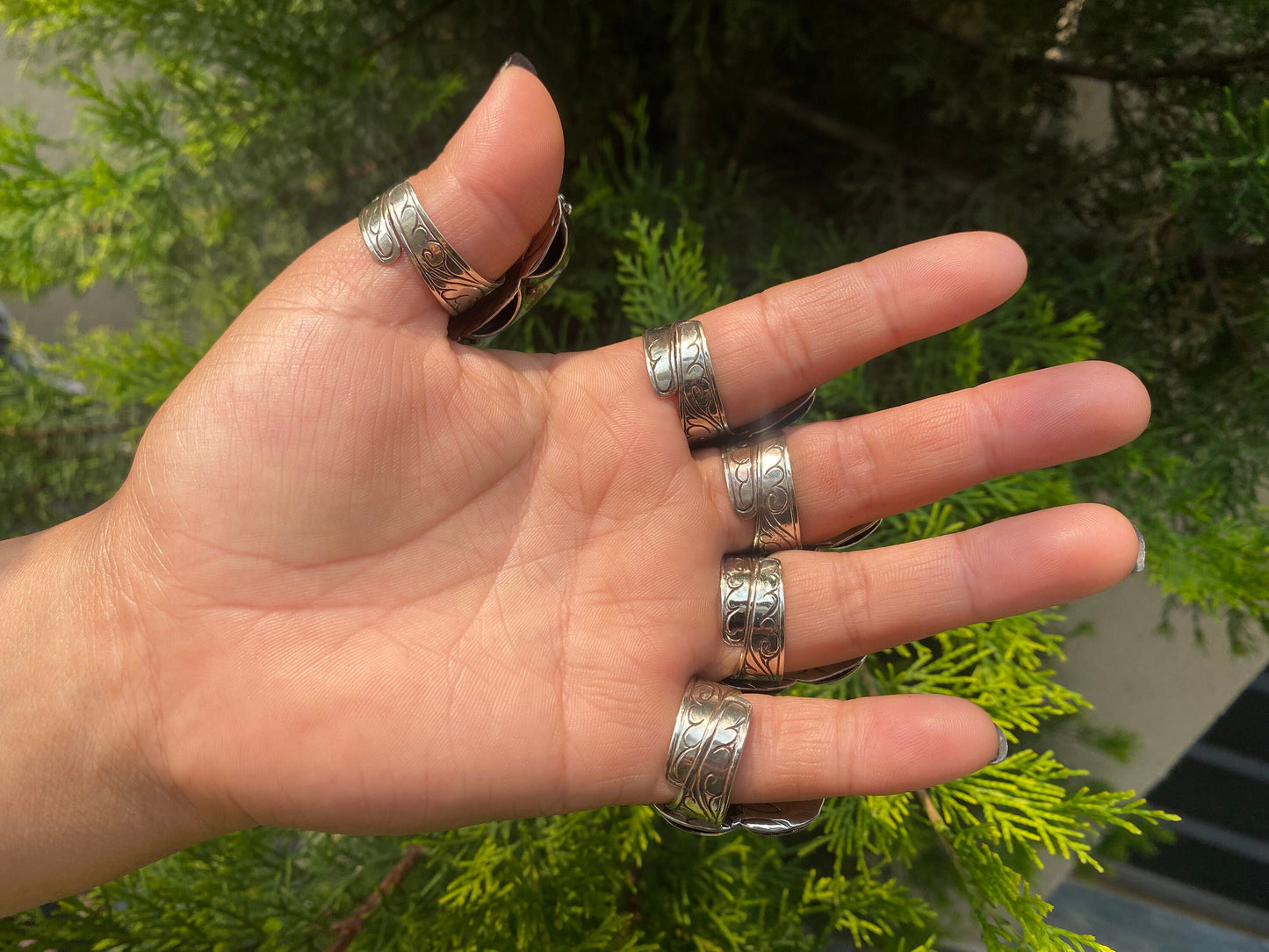 Medium sized Adjustable Spiny Orange Oyster Ring, Unisex Adjustable Tibetan Silver Ring.