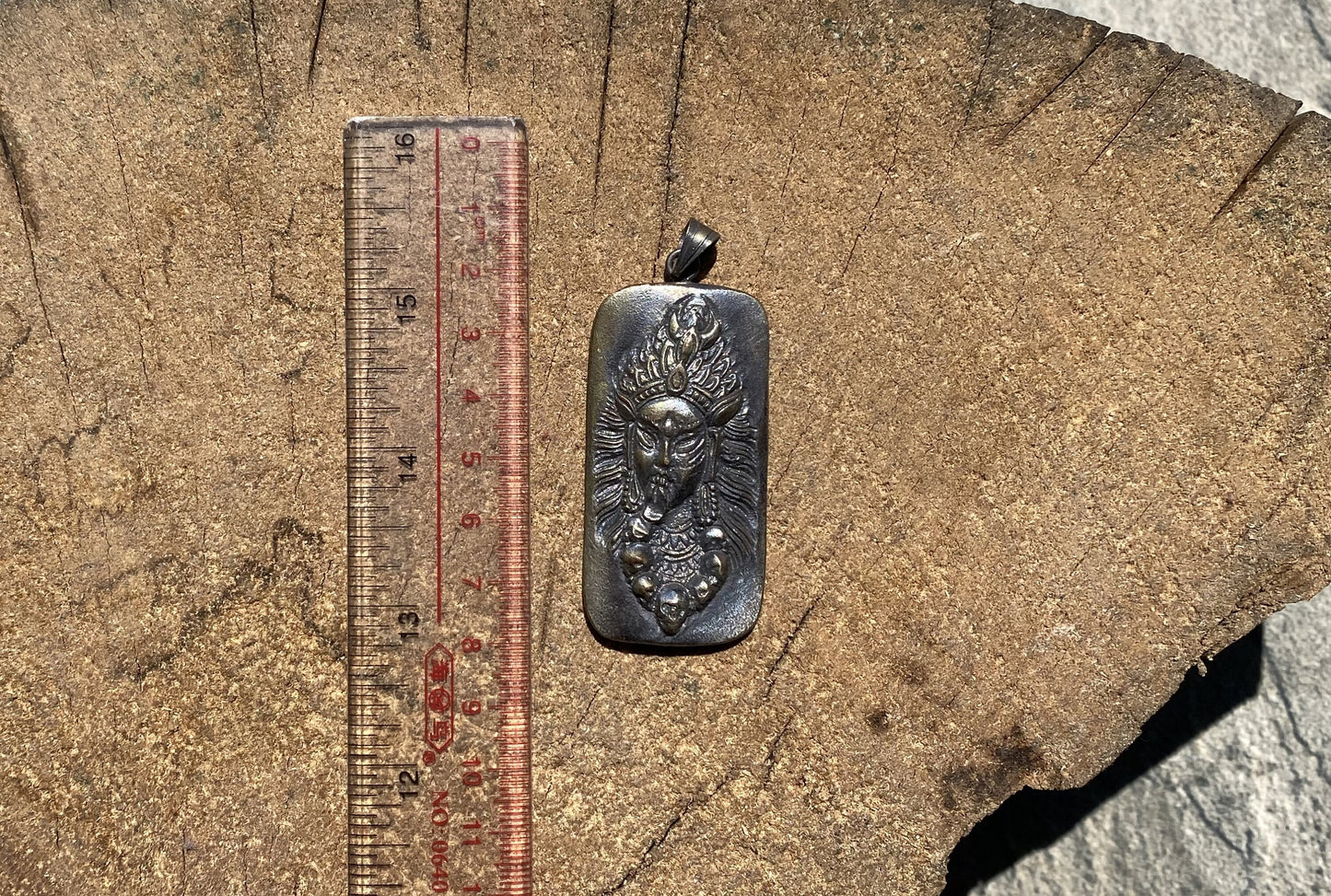 Mystical Strength: Brass Pendant Featuring Goddess Kali, Hindu goddess inspired pendant, Silver overlay pendant for Unique daily wear.