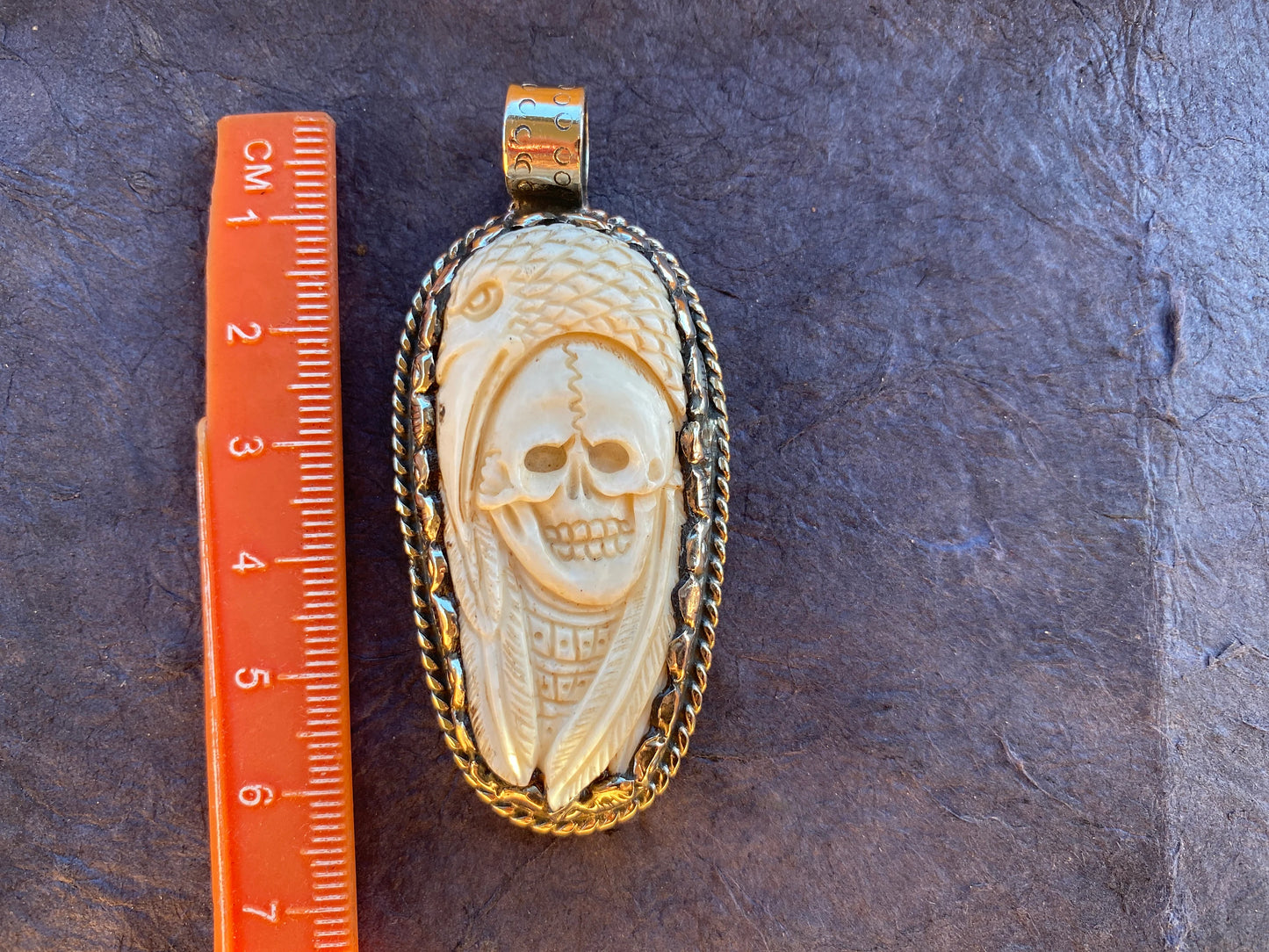 Native American Skull Bone Carved Tibetan Silver Pendant, Eagle Skull Pendant, Native American Jewelry, Carved Bone Pendant, Boho Jewelry