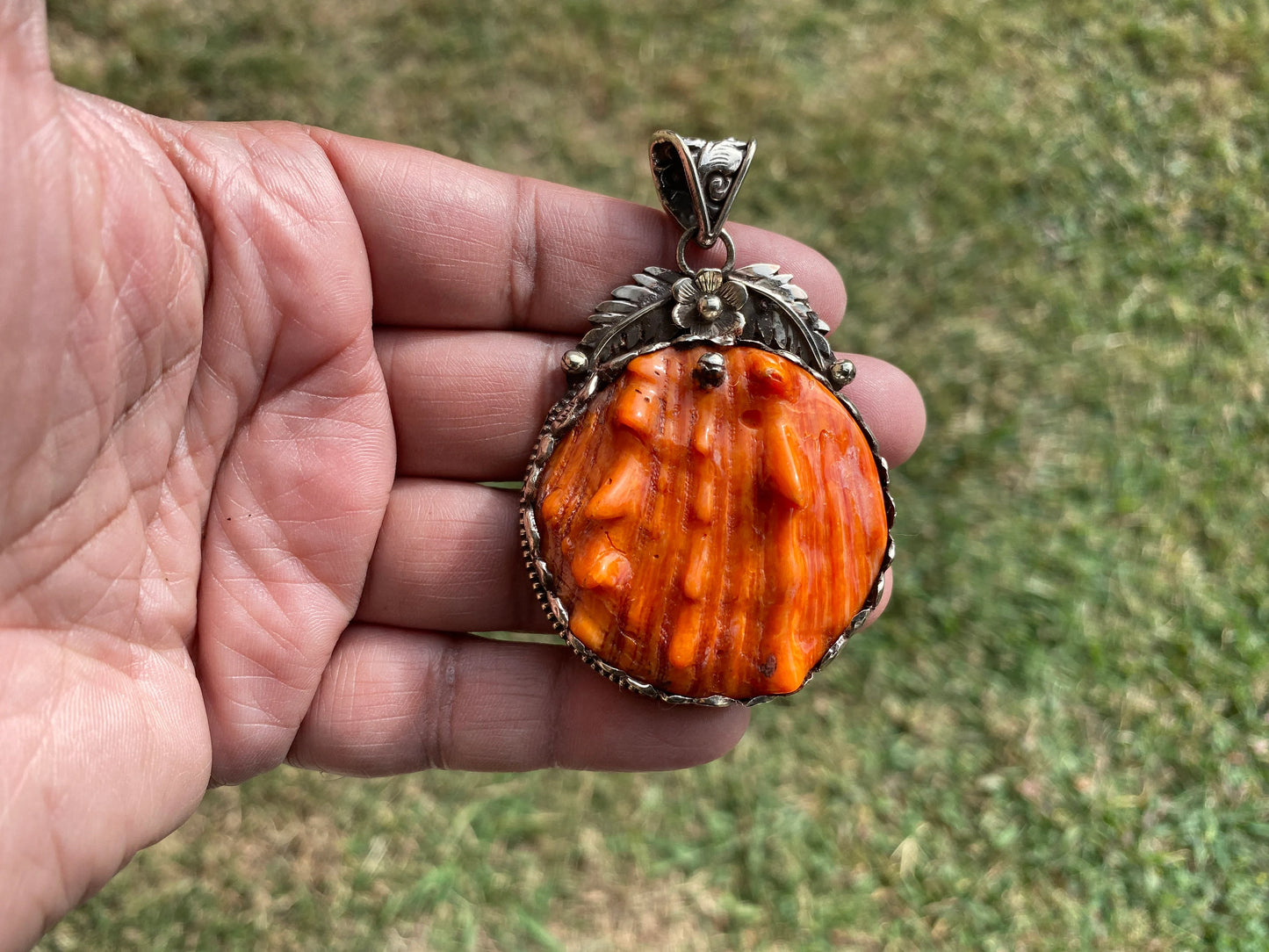 Large Spiny Oyster Shell Tibetan Silver Large Pendant, Native American Style Jewelry, Southwestern, Bohemian Jewelry, , Chunky jewelry