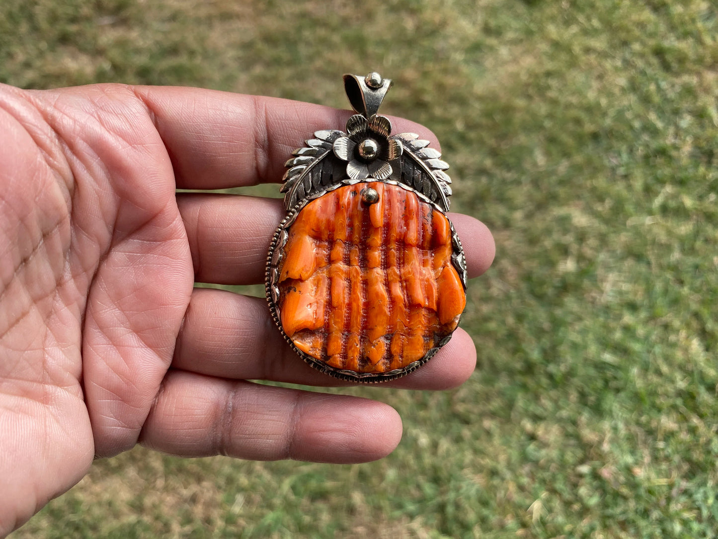 Large Spiny Oyster Shell Tibetan Silver Large Pendant, Native American Style Jewelry, Southwestern, Bohemian Jewelry, , Chunky jewelry