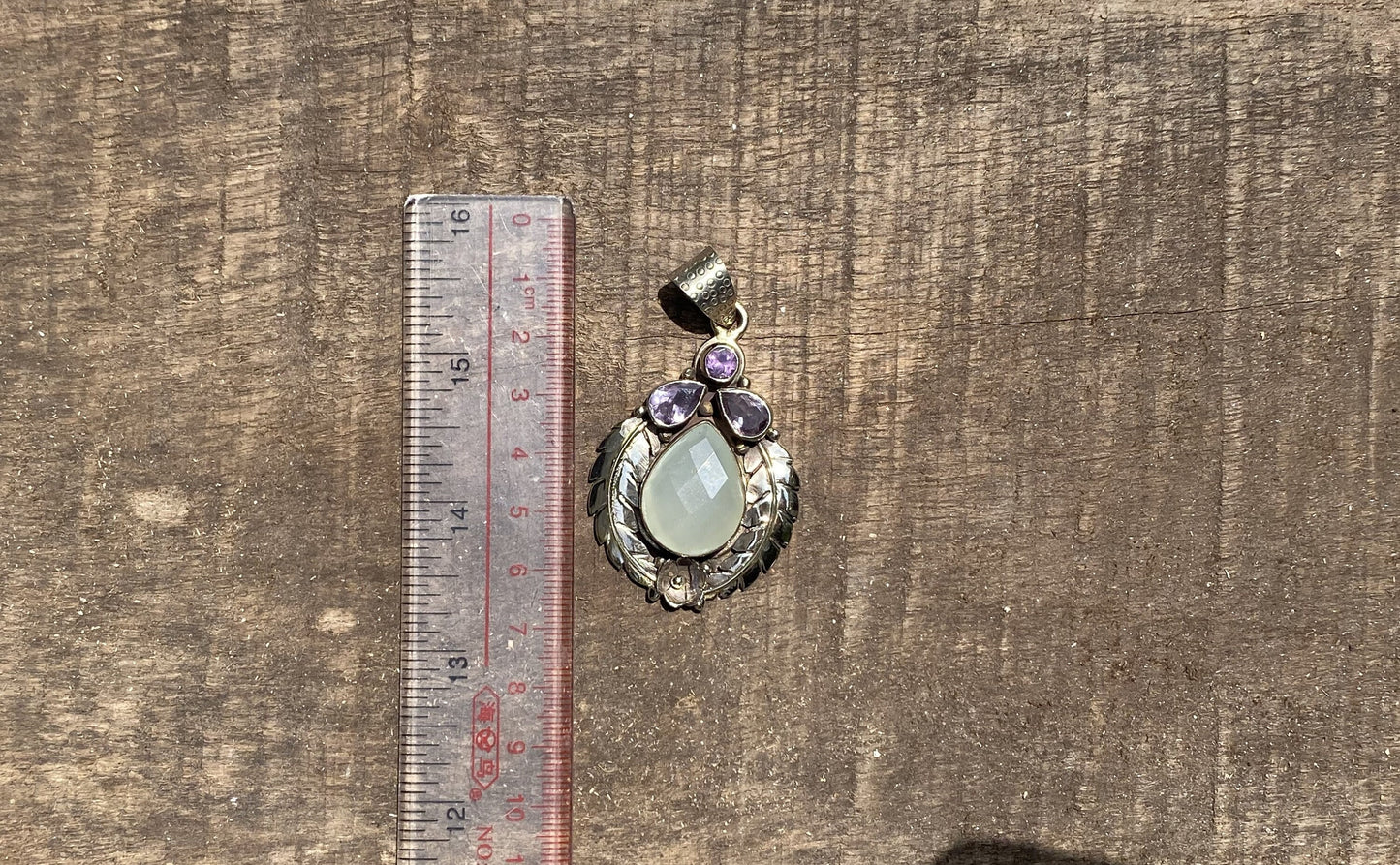 Natural Chalcedony Gemstone Pendant, Pendant for Daily Wear, Amethyst Pendant, Healing Pendant, Happiness Pendant, Perfect Gift.