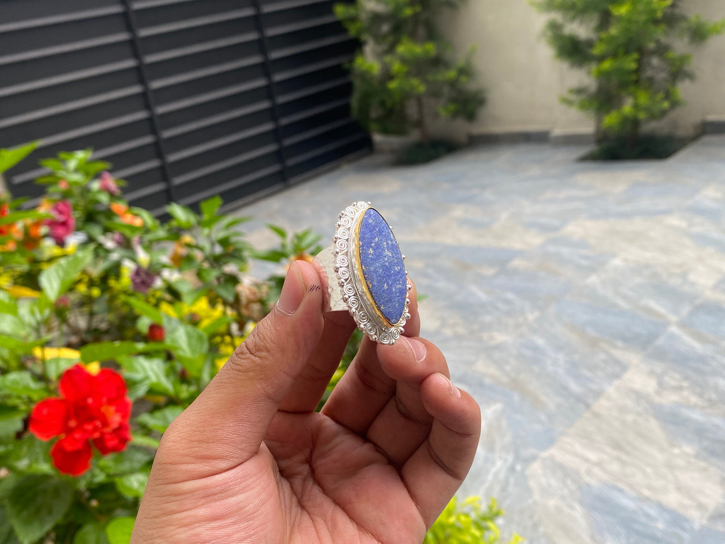 Natural Druzy Agate Two Tone Ring, Handmade Adjustable Ring, Unisex Ring.
