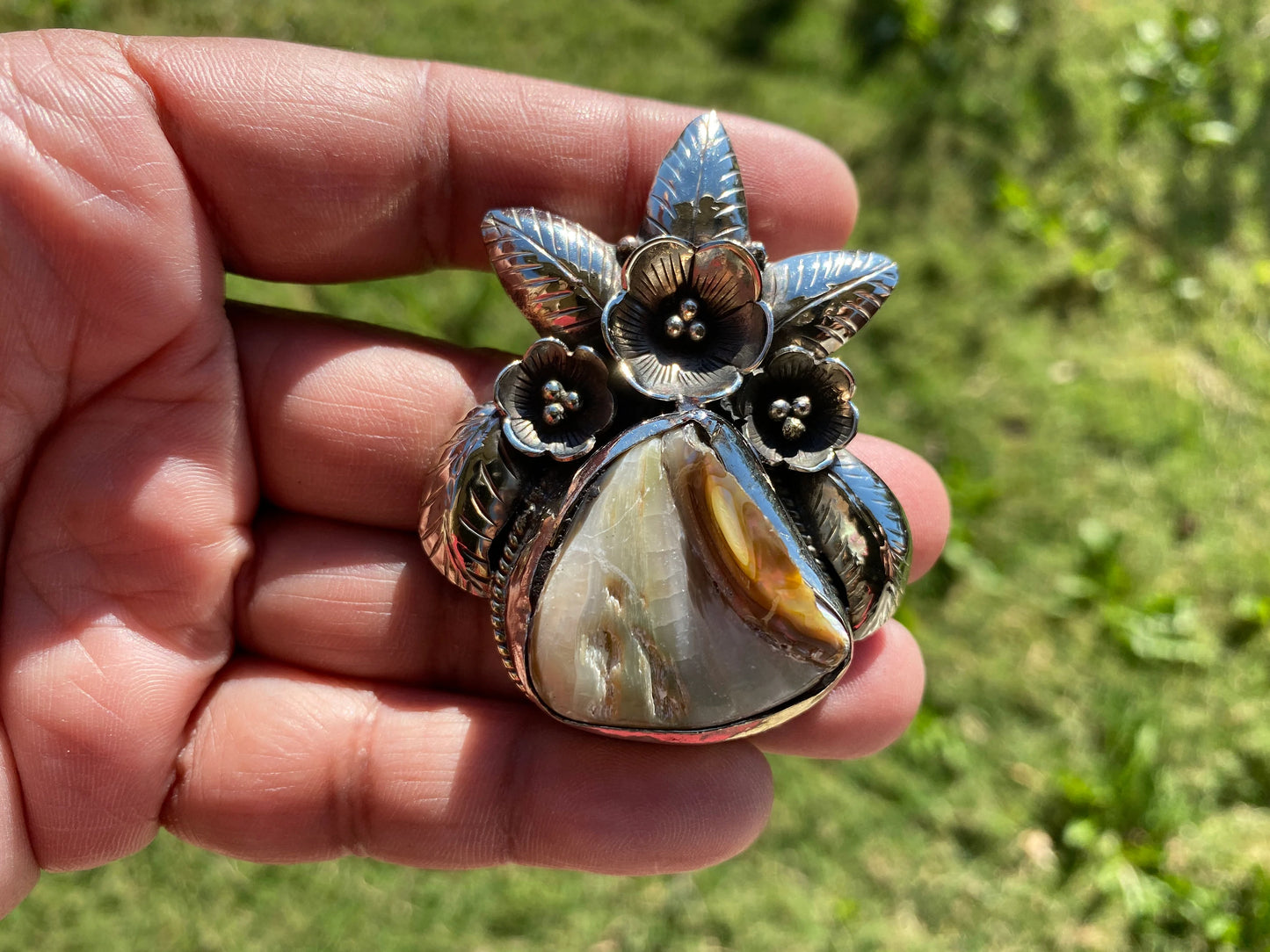 Natural Rainbow Abalone Shell Tibetan Pendant, Paua Shell Pendant, Abalone Jewelry, Abalone Shell Jewelry, Christmas Gift, Sea Shell Jewelry