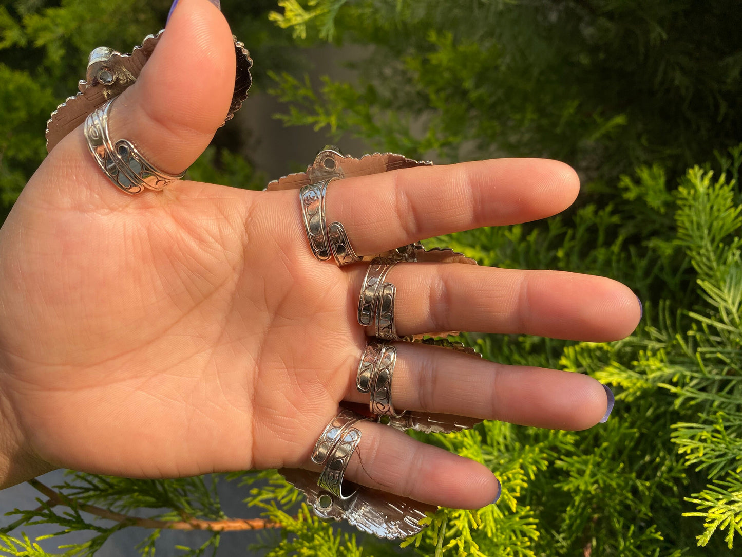 Natural Spiny Oyster Boho Ring, Tibetan Silver, Hammered Ring, For daily use, Healing Ring.