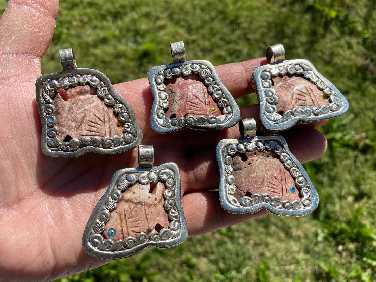 Natural Stone Carved Fish Figurine Soapstone Tibetan Silver Pendant, Totem Animal Soapstone, Spirit Animal Gift, Fish Lover Jewelry,