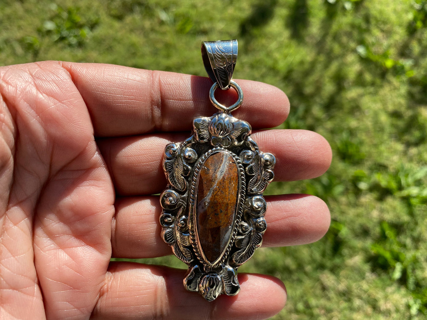 Natural Stone Chrysoprase Tibetan Silver Pendant, Untreated Gem Jewelry For Girlfriend, Australian Gemstone, Raw Chrysoprase Boho Pendant