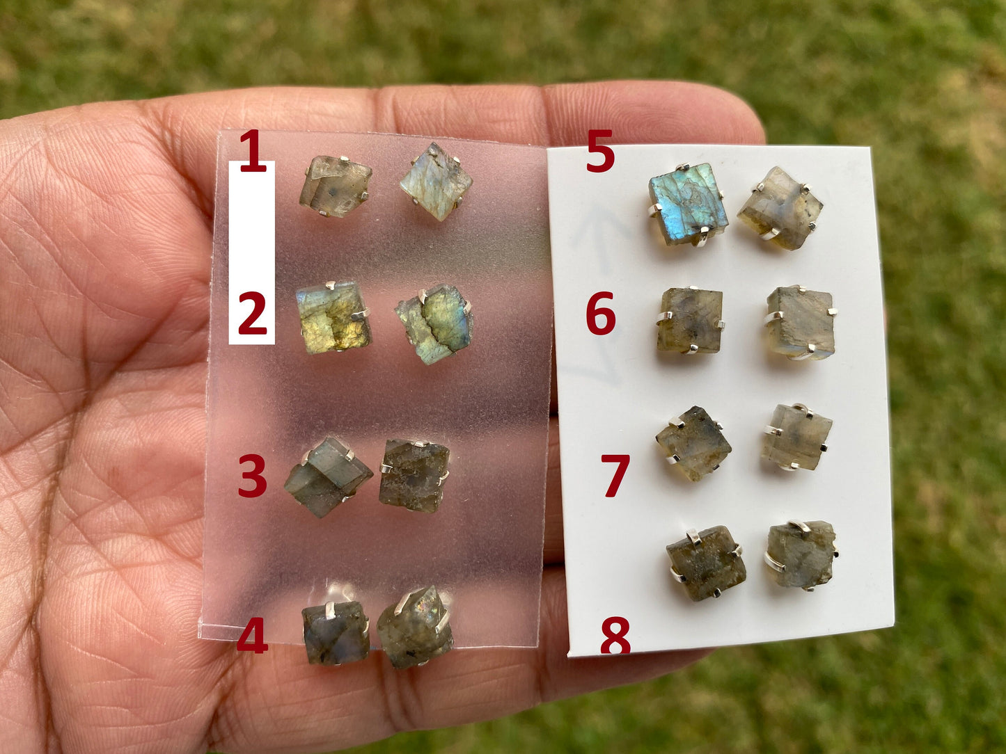 Tiny Raw Labradorite Sterling Silver Earring, Raw Prong Set Stud Earrings, Natural Stone Stud Earring, February Birthstone, Gemstone Earring