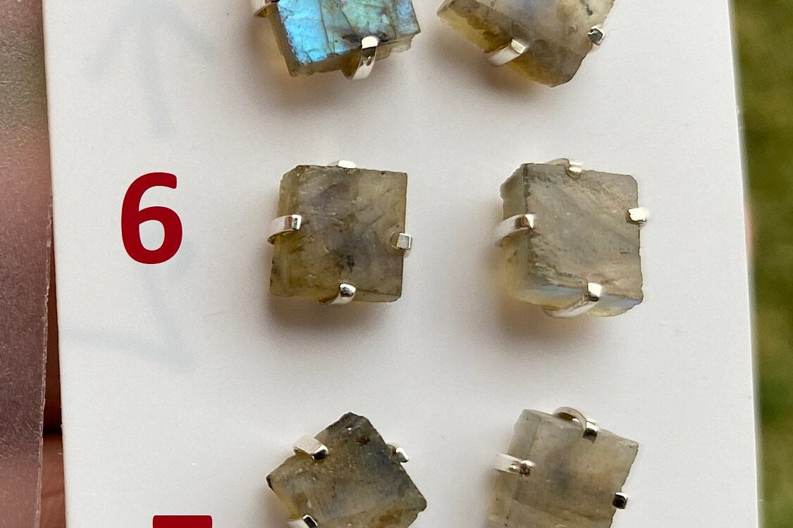 Tiny Raw Labradorite Sterling Silver Earring, Raw Prong Set Stud Earrings, Natural Stone Stud Earring, February Birthstone, Gemstone Earring