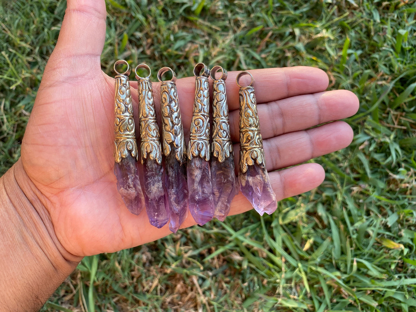 Long Shape Raw Amethyst Tibetan Silver Pendant, Natural Stone, Healing Crystal, Fashion Statement, Crystal Vibrations, Purple Crystal