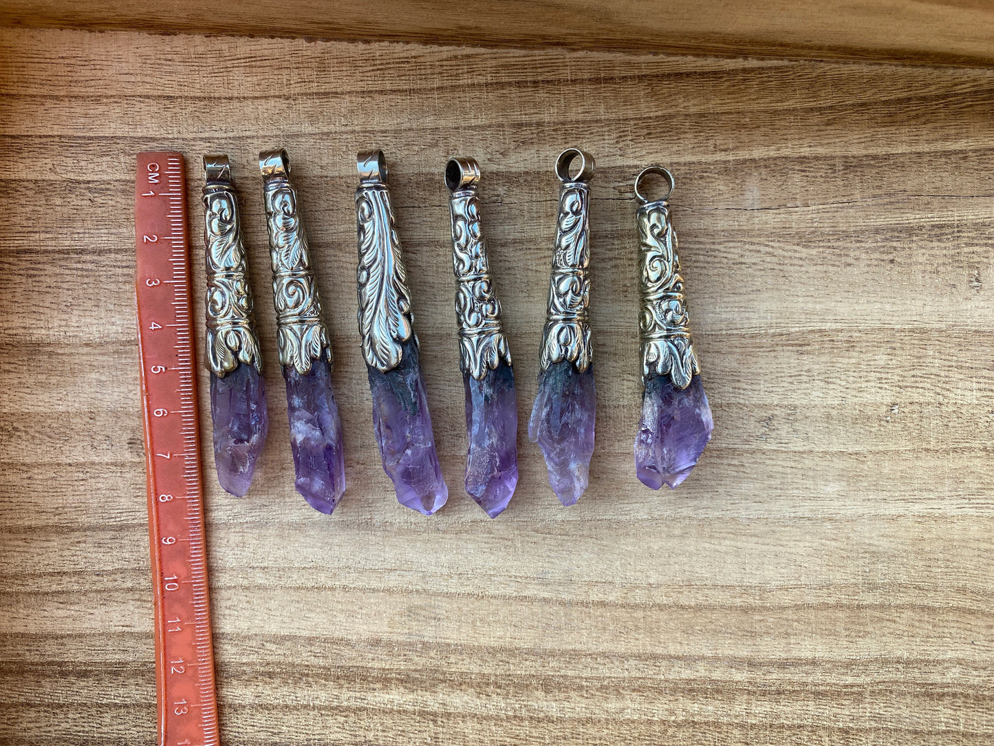 Long Shape Raw Amethyst Tibetan Silver Pendant, Natural Stone, Healing Crystal, Fashion Statement, Crystal Vibrations, Purple Crystal