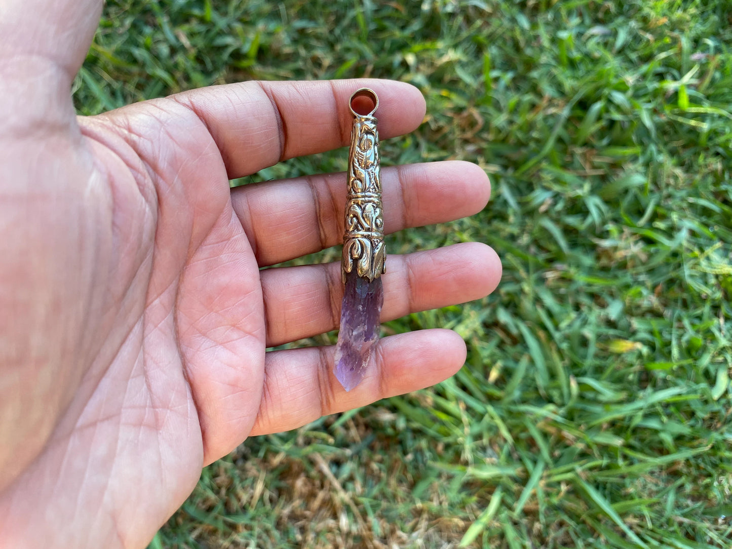 Long Shape Raw Amethyst Tibetan Silver Pendant, Natural Stone, Healing Crystal, Fashion Statement, Crystal Vibrations, Purple Crystal