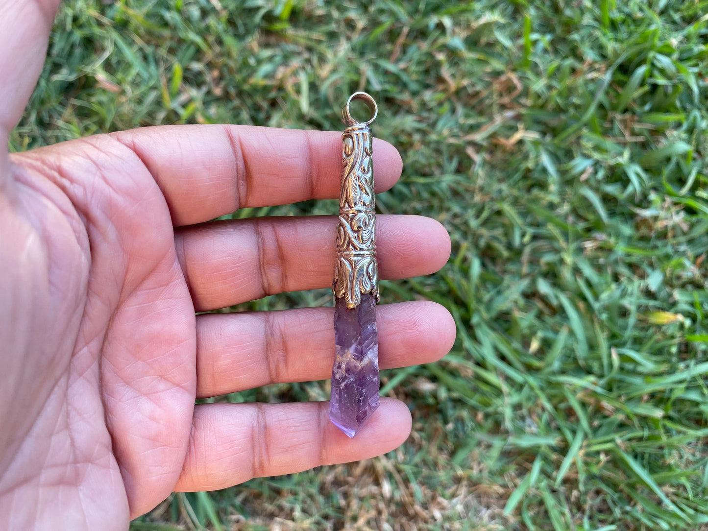 Long Shape Raw Amethyst Tibetan Silver Pendant, Natural Stone, Healing Crystal, Fashion Statement, Crystal Vibrations, Purple Crystal