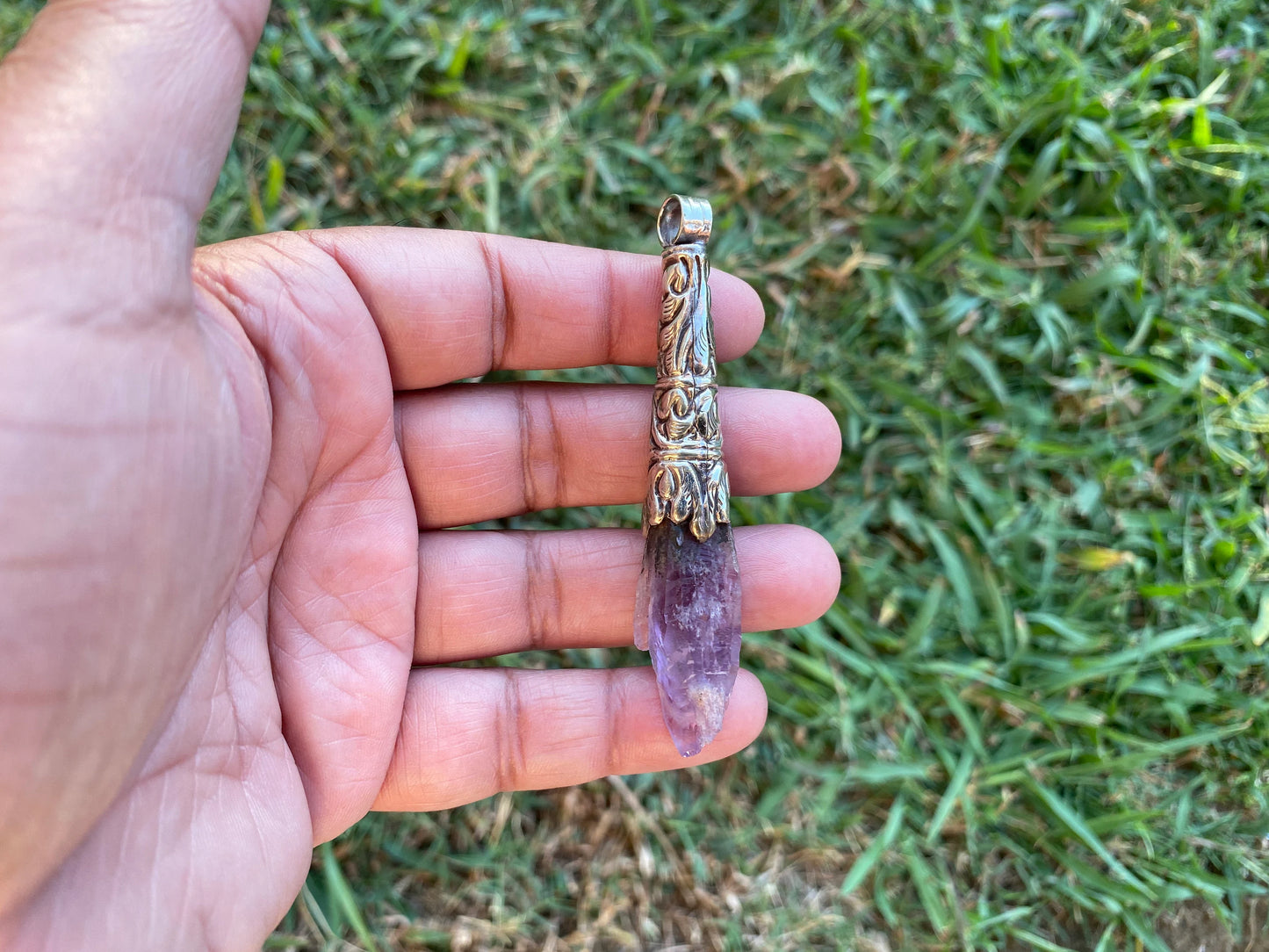 Long Shape Raw Amethyst Tibetan Silver Pendant, Natural Stone, Healing Crystal, Fashion Statement, Crystal Vibrations, Purple Crystal