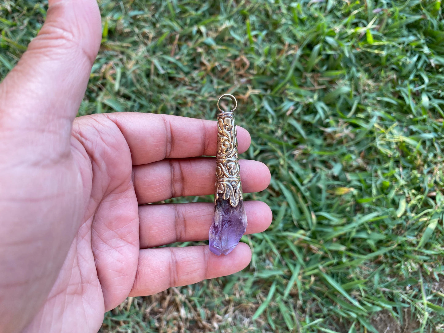 Long Shape Raw Amethyst Tibetan Silver Pendant, Natural Stone, Healing Crystal, Fashion Statement, Crystal Vibrations, Purple Crystal
