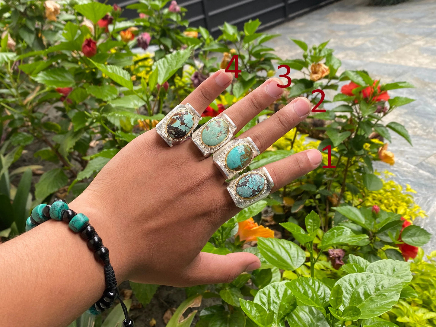 Natural Turquoise Adjustable Ring, Unisex two tone Ring, Gold and silver overlay over Brass, Ring Gift ideas.
