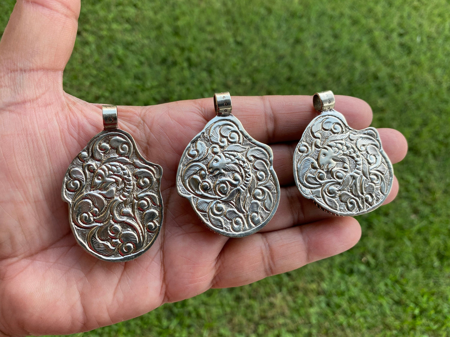 Natural Turquoise Stone Tibetan Silver Pendant, Native American Style, Ethnic Tibetan Jewelry, Energy Stone, Birthstone, For Men or Women