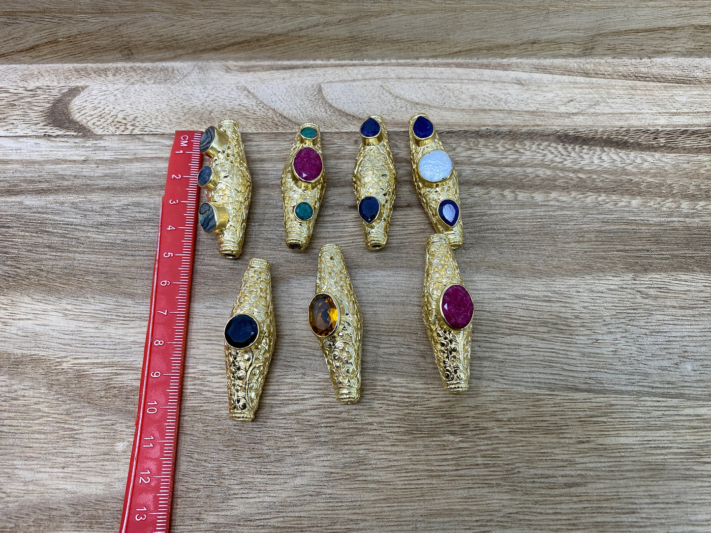 Nepal Bead, Abalone/ Emerald/ Ruby/ Citrine/ Blue Sapphire/ Pearl/ Black Onyx, 14K Matte Gold overlay/ Handcrafted Tibetan Bead for Necklace