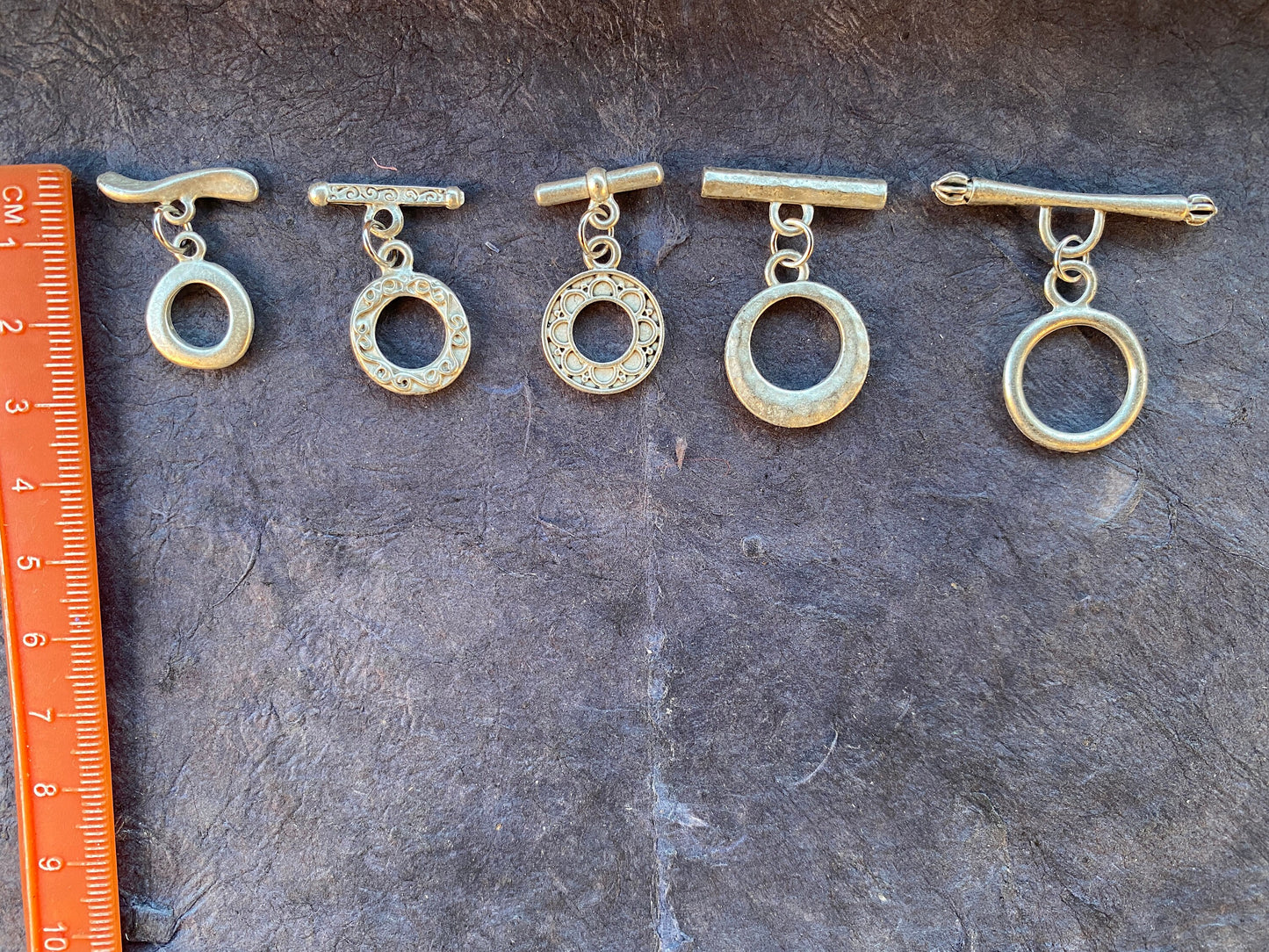 New Fancy Toggles, High Quality Brushed Silver Overlay Toggle Clasp, T Bar Fasteners for Necklace, Bracelet Closures, Designer's Toggles
