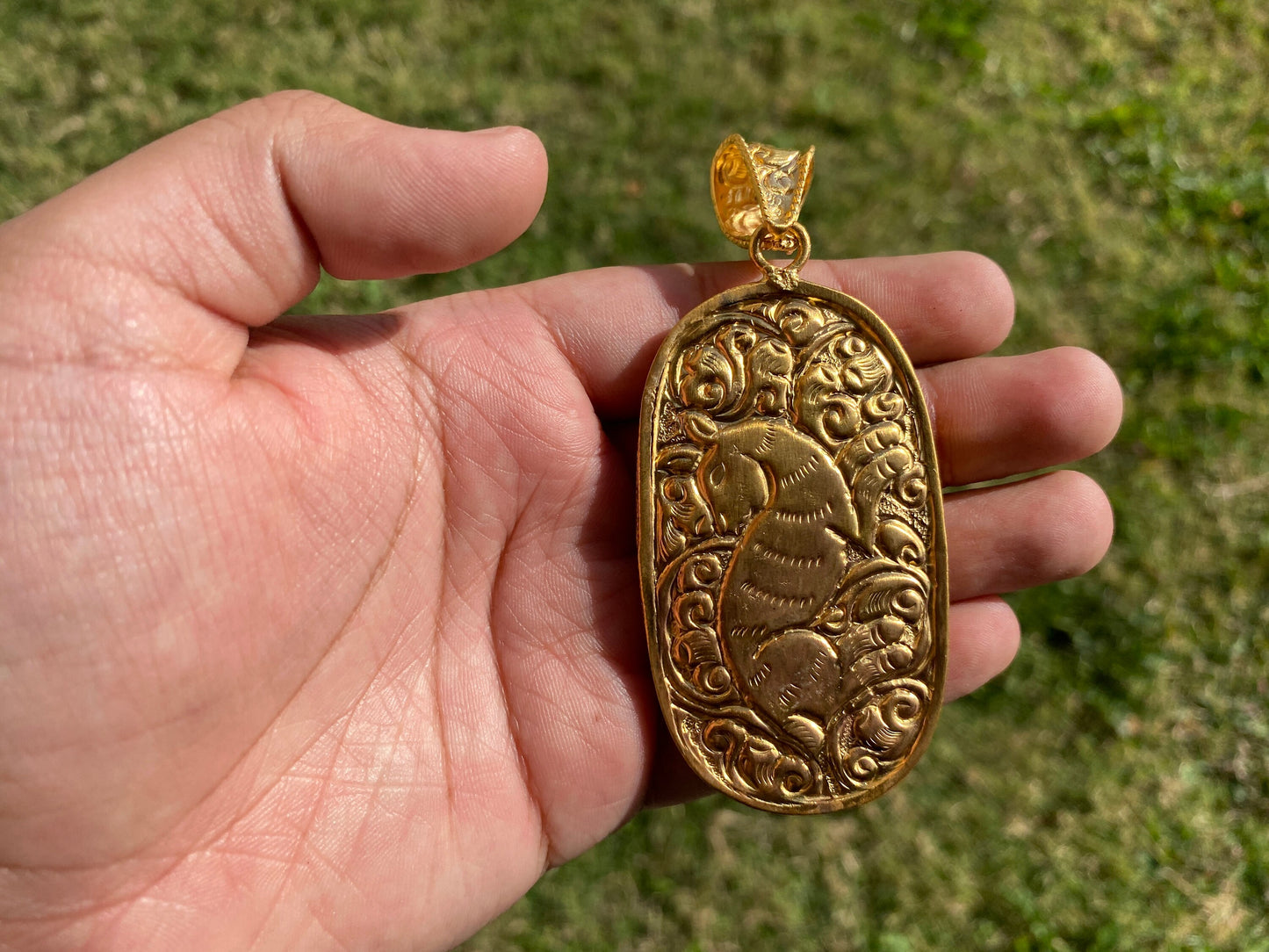 Scorpio Zodiac Sign Bone Pendant, Non Tarnish 18K Brushed Gold Overlay Over Brass, Horoscope, Medallion, Astrology Jewelry, Scorpion Design