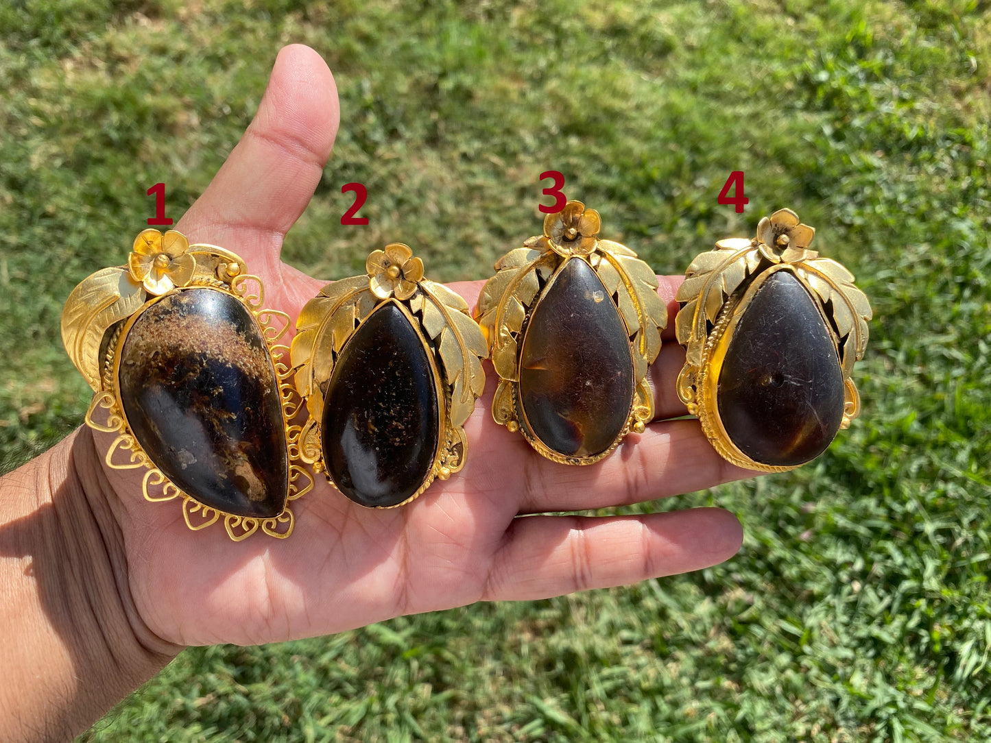 Amber Gemstone Pendant, Non tarnish Brushed Gold Overlay Jewelry, Fossilized Resin, Ancient Treasure, Organic Jewelry, Vintage Allure