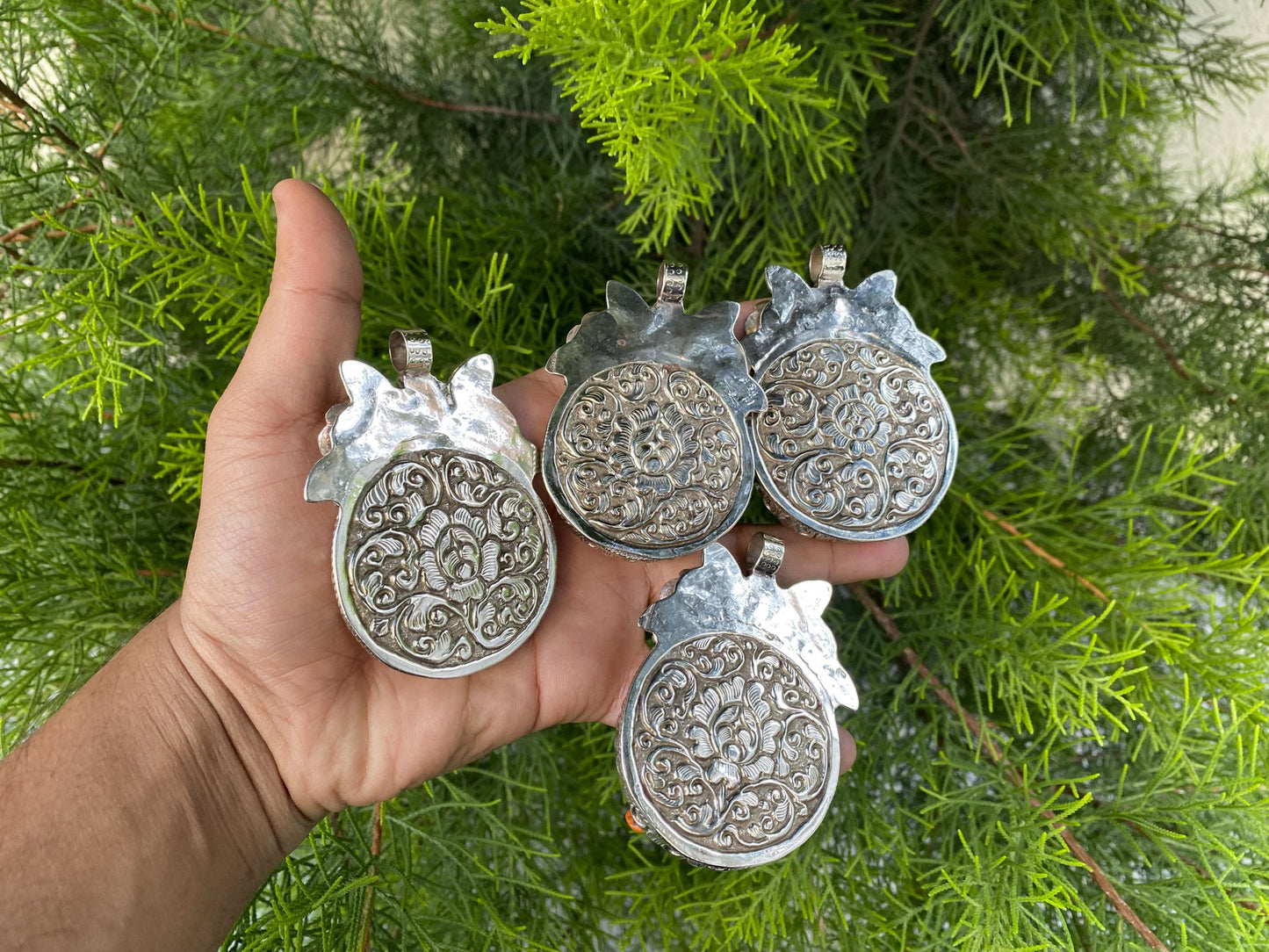 Spiny Oyster Handcrafted Tibetan Silver Pendant; Ocean Inspired Jewelry, Unique Ethnic Bohemian Necklace Pendant for Men & Women, Gift ideas