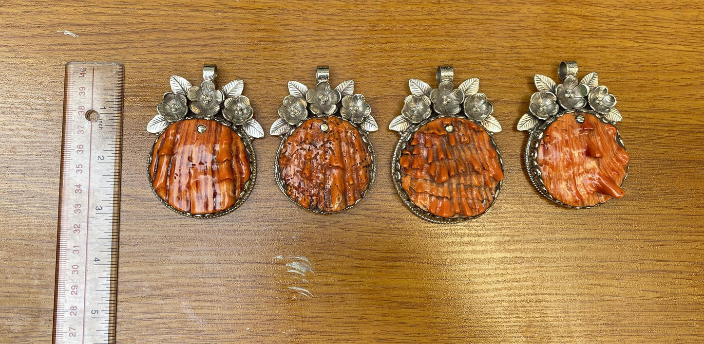 Spiny Oyster Handcrafted Tibetan Silver Pendant; Ocean Inspired Jewelry, Unique Ethnic Bohemian Necklace Pendant for Men & Women, Gift ideas