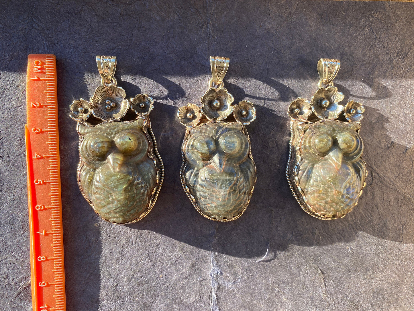 Hand Carved Owl Labradorite Tibetan Silver Pendant, Owl Pendant, Labradorite Owl, Blue Labradorite, Wildlife Jewelry, Animal Lover's Pendant