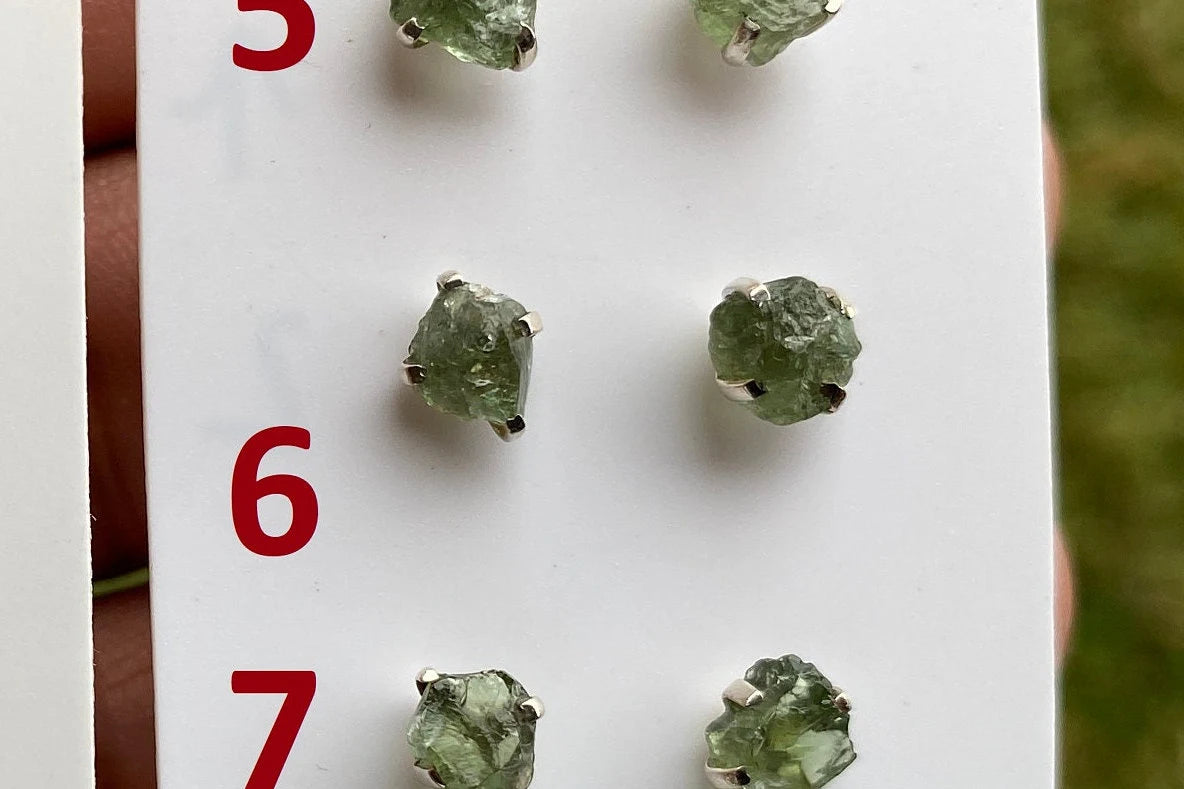 Raw Natural Peridot Gemstone Sterling Silver Stud Earrings, Peridot Earrings, Prong Stud Earring, August Birthstone, Ear Stud, Bridesmaid