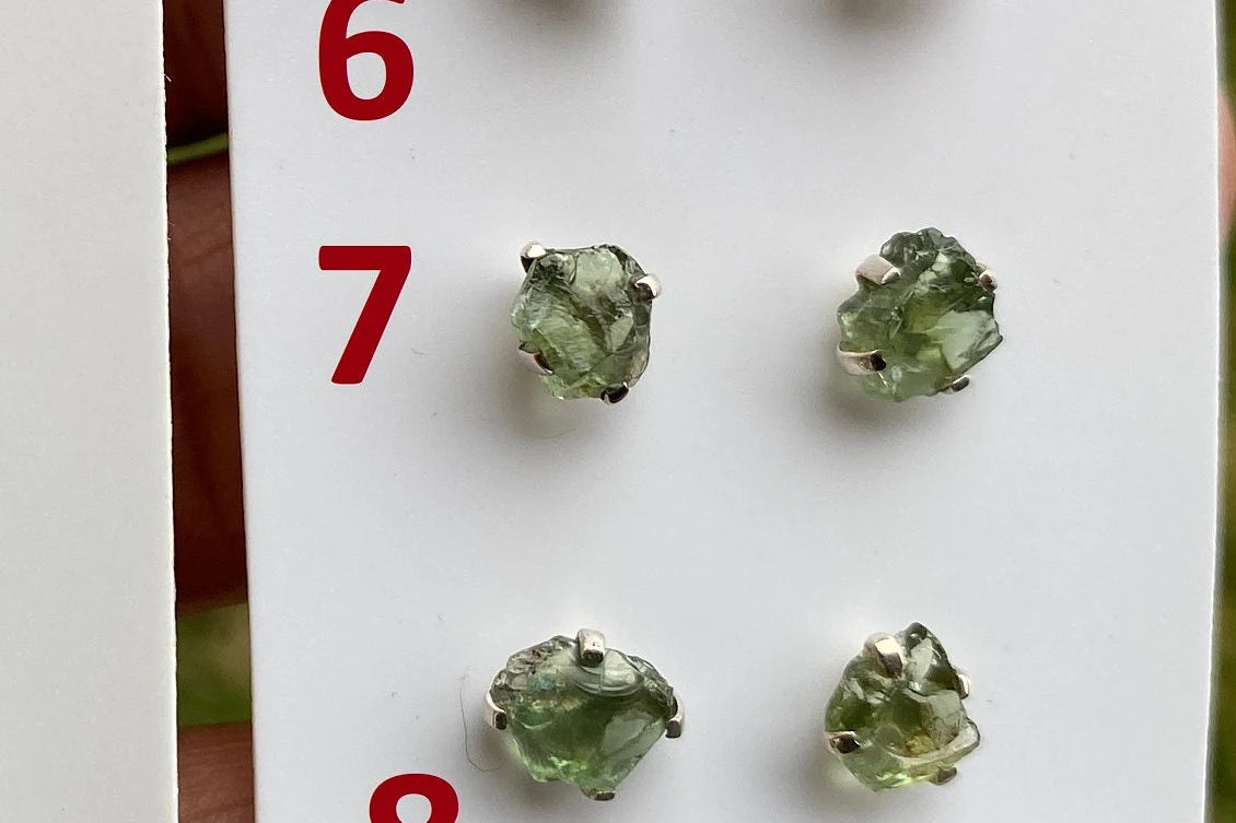 Raw Natural Peridot Gemstone Sterling Silver Stud Earrings, Peridot Earrings, Prong Stud Earring, August Birthstone, Ear Stud, Bridesmaid