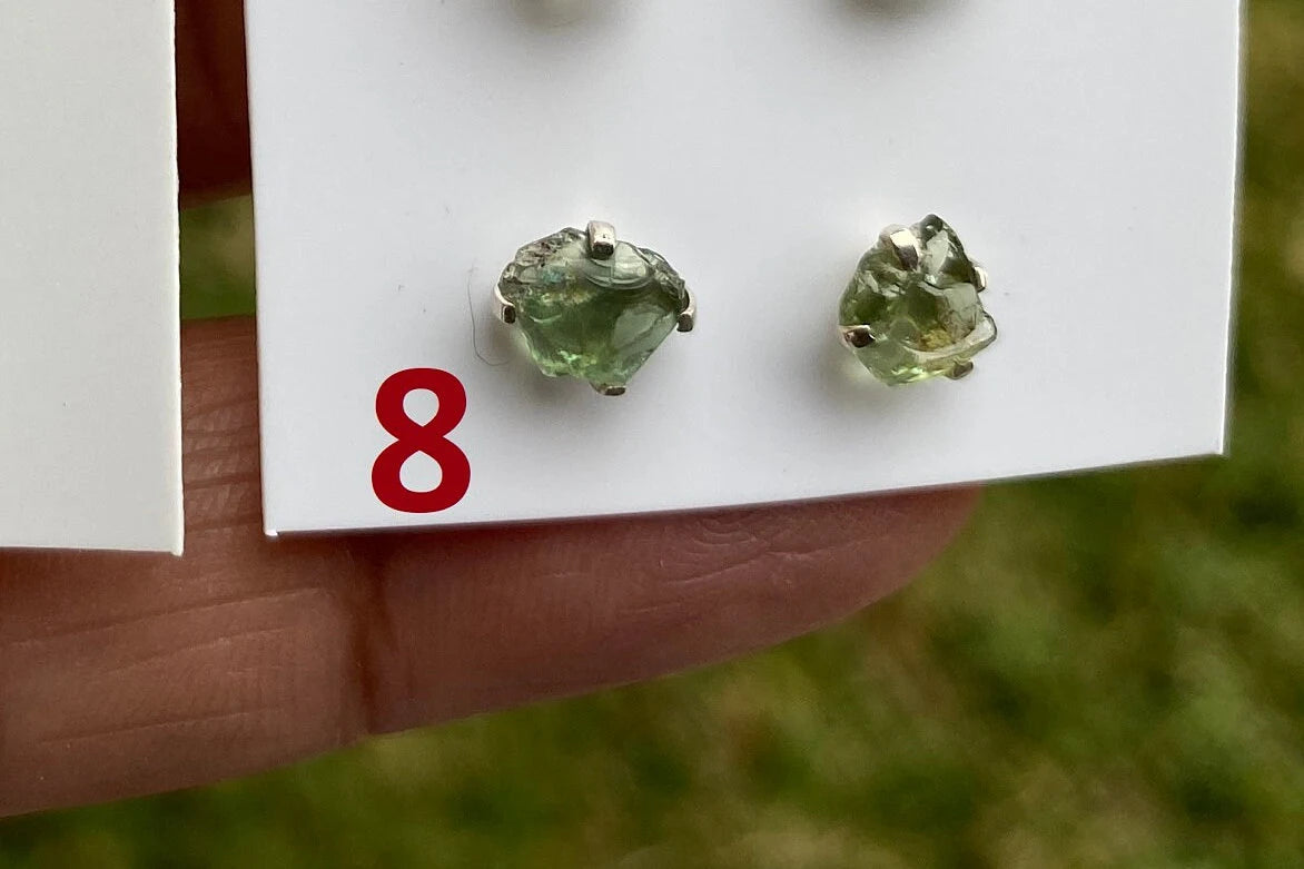 Raw Natural Peridot Gemstone Sterling Silver Stud Earrings, Peridot Earrings, Prong Stud Earring, August Birthstone, Ear Stud, Bridesmaid