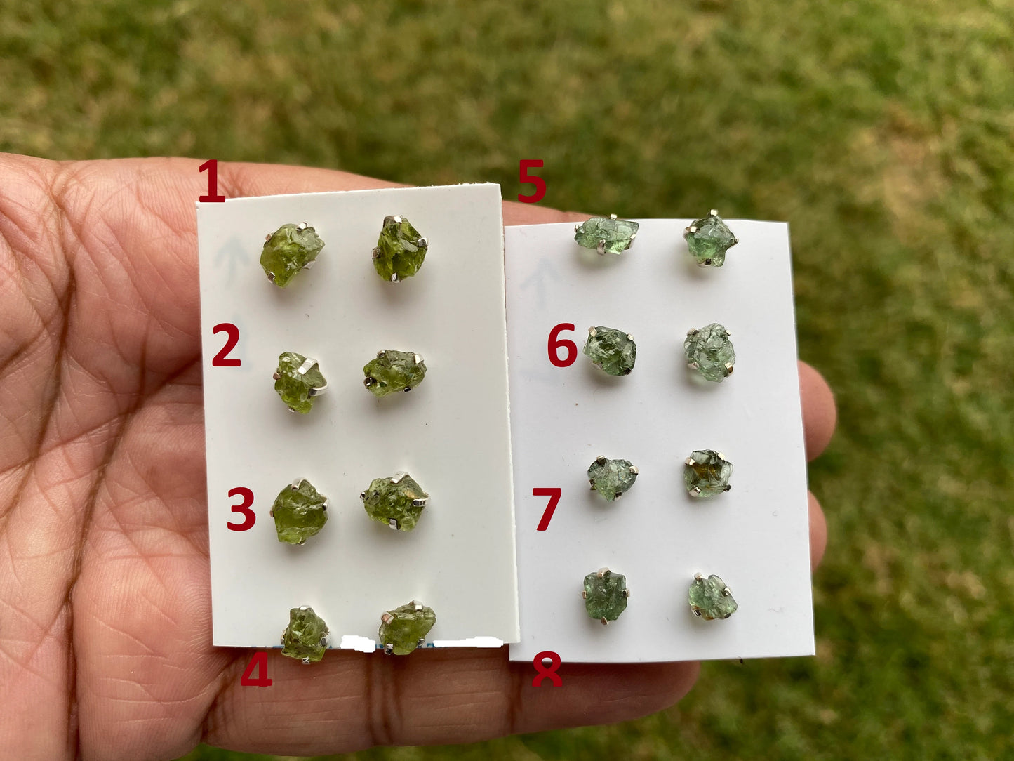 Raw Natural Peridot Gemstone Sterling Silver Stud Earrings, Peridot Earrings, Prong Stud Earring, August Birthstone, Ear Stud, Bridesmaid