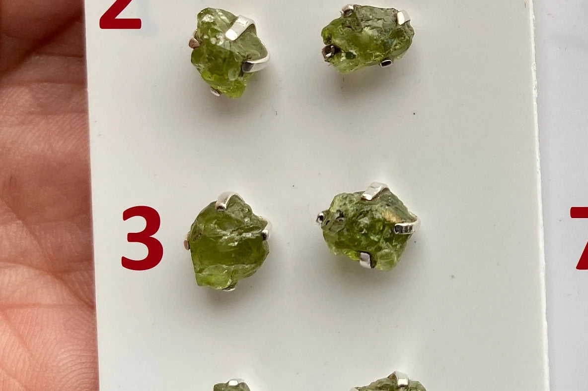 Raw Natural Peridot Gemstone Sterling Silver Stud Earrings, Peridot Earrings, Prong Stud Earring, August Birthstone, Ear Stud, Bridesmaid