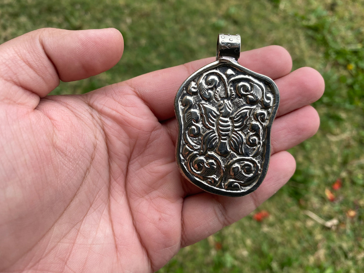 Large Dog Hand Carved Bone Tibetan Silver Pendant, Pet Lovers Jewelry, Best Cute Gift, Pet Memorial Jewelry, Christmas Gift for Pet Lover