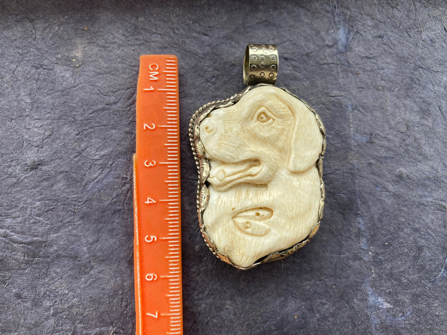 Large Dog Hand Carved Bone Tibetan Silver Pendant, Pet Lovers Jewelry, Best Cute Gift, Pet Memorial Jewelry, Christmas Gift for Pet Lover