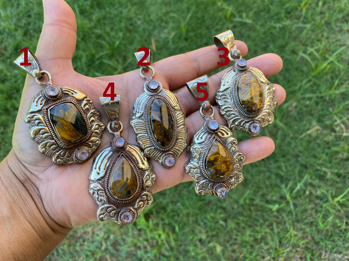 Pietersite Natural Stone Tibetan Silver Pendant, Pietersite Pendant For Necklaces, Big Size Gemstone Pendant, Handmade Gemstone Jewelry Gift
