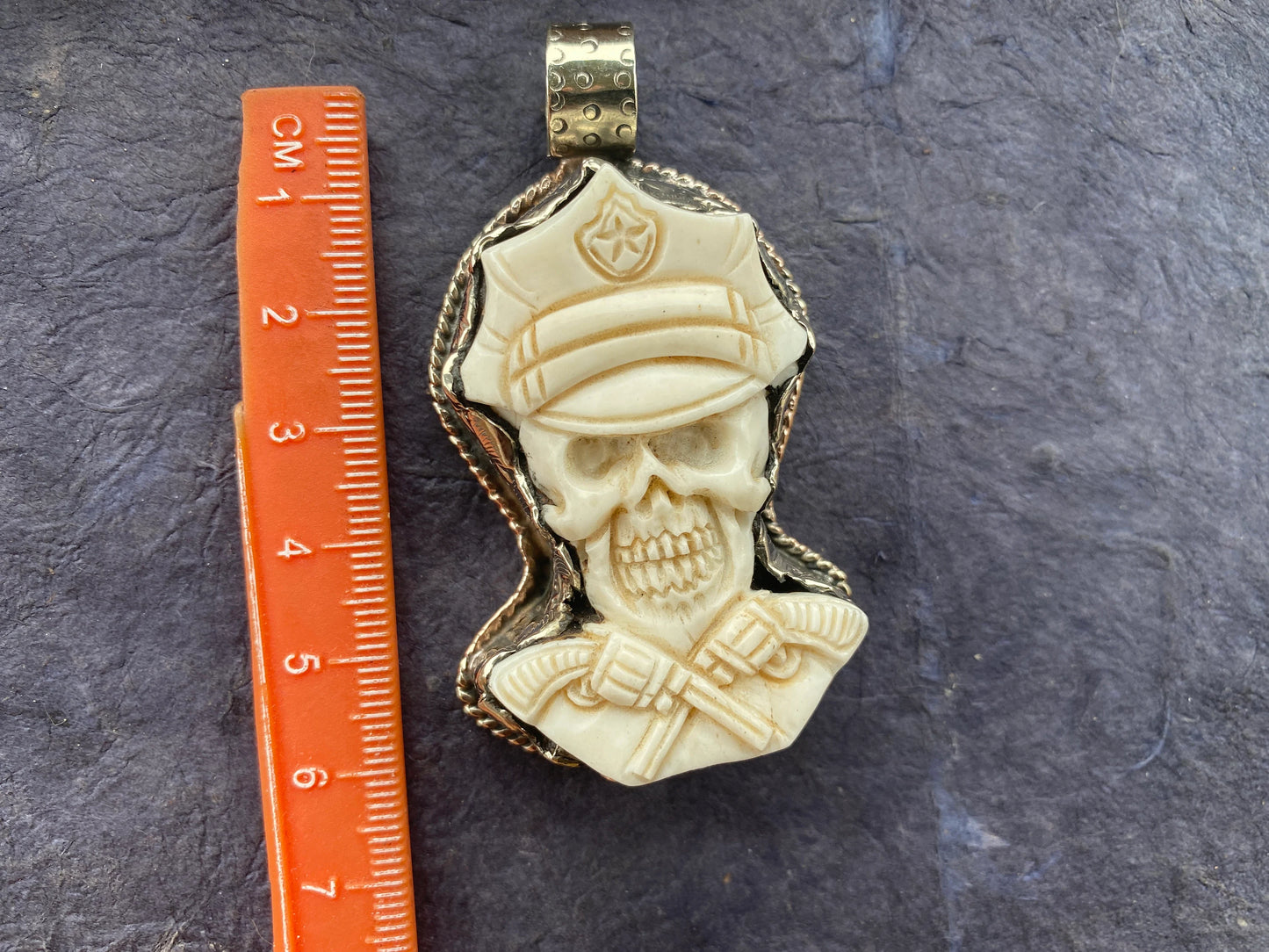 Pirate Captain Skull with Gun Bone Carved Tibetan Silver Pendant, Pirate Skull Pendant for Necklace, Gift for Sailor, Sailor Jewelry, Boho