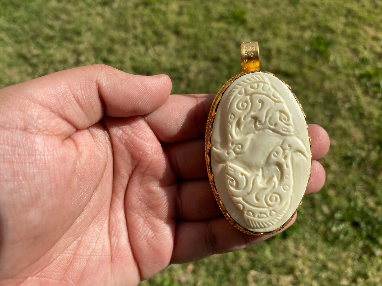 Pisces Zodiac Sign Bone Pendant, Non Tarnish 18k Brushed Gold Overlay, Horoscope Medallion, Astrological Sign, Zodiac Symbol, Zodiac Jewelry