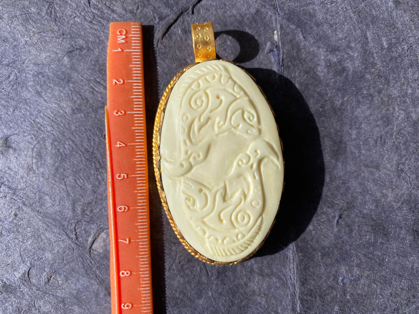 Pisces Zodiac Sign Bone Pendant, Non Tarnish 18k Brushed Gold Overlay, Horoscope Medallion, Astrological Sign, Zodiac Symbol, Zodiac Jewelry