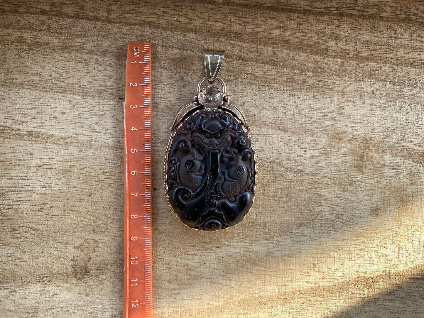 Pisces Zodiac Symbol Tibetan Silver Pendant, Black Obsidian, Fish Symbol Pendant, Birth Sign Jewelry, Horoscope Inspired, Astrology Jewelry