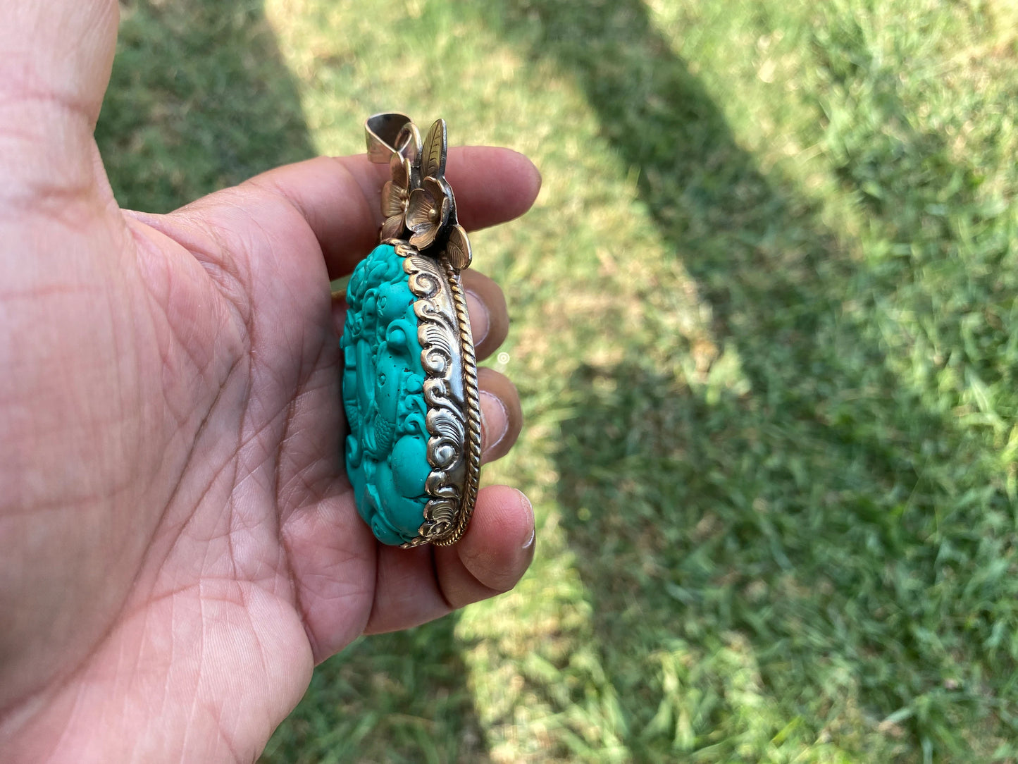 Pisces Zodiac Symbol Tibetan Silver Pendant, Stabilized Turquoise Color, Fish Symbol, Birth Sign, Horoscope Inspired, Astrology Jewelry