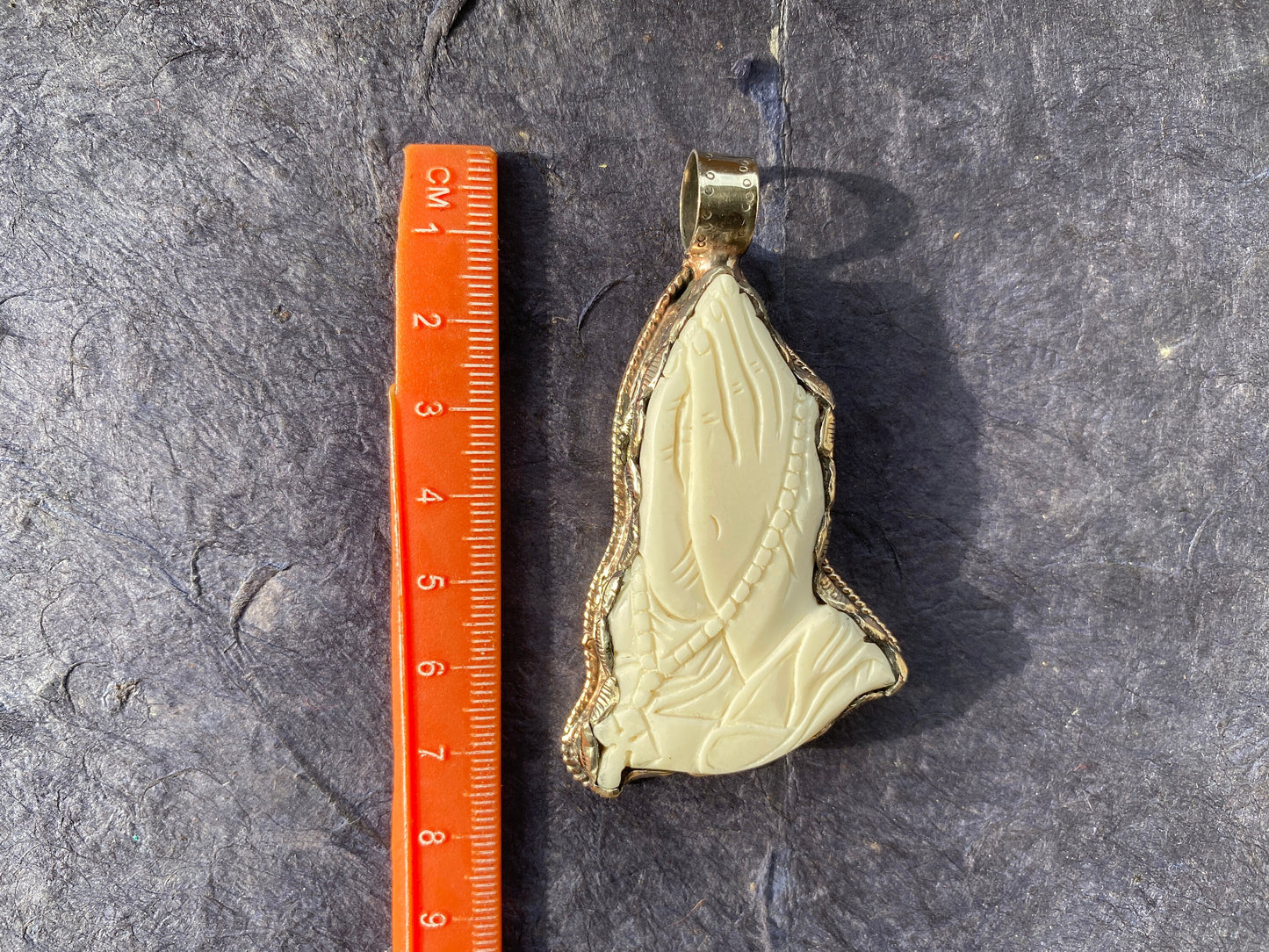 Prayer Hands Pendant, Carved Bone, Crucifix Pendant, Christian Pendant, Jesus Cross Religious Gift, Jesus Cross Gift, Namaste Pendant