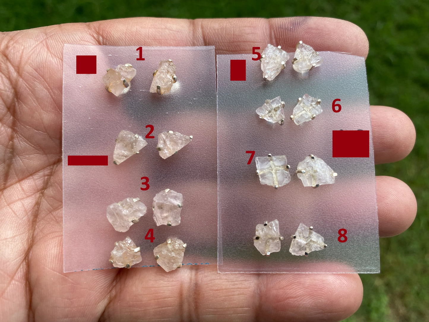 Morganite Gemstone Stud Earrings, Sterling Silver, Prong Earring, Natural Stone Stud Earring, Raugh Gemstone Stud Earring, Christmas Gift