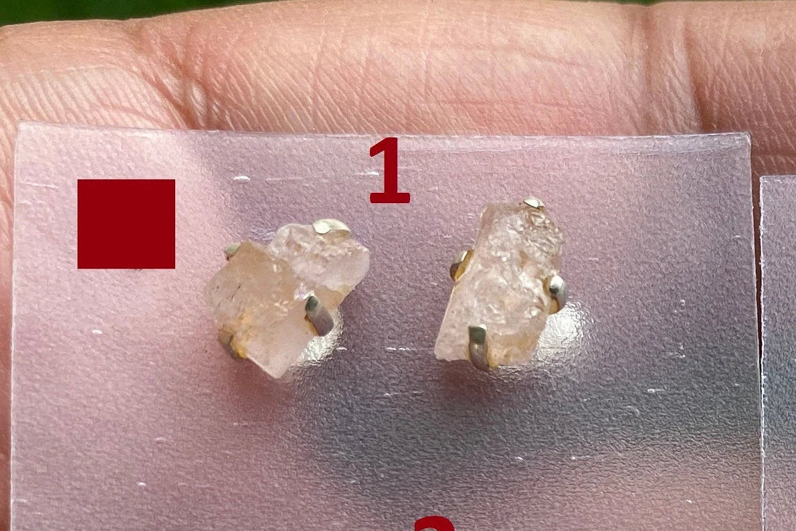 Morganite Gemstone Stud Earrings, Sterling Silver, Prong Earring, Natural Stone Stud Earring, Raugh Gemstone Stud Earring, Christmas Gift
