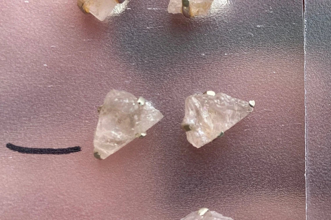 Morganite Gemstone Stud Earrings, Sterling Silver, Prong Earring, Natural Stone Stud Earring, Raugh Gemstone Stud Earring, Christmas Gift